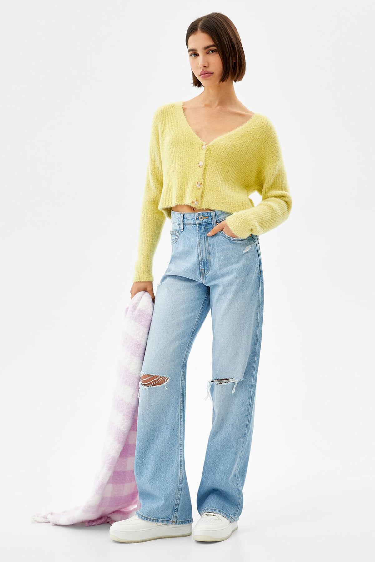 Fuzzy Button-Up Cardigan - immagine 4